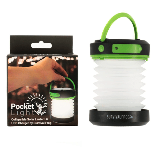 Pocket Solar Lantern - Rechargeable LED Light, Power Bank with USB Charging Port